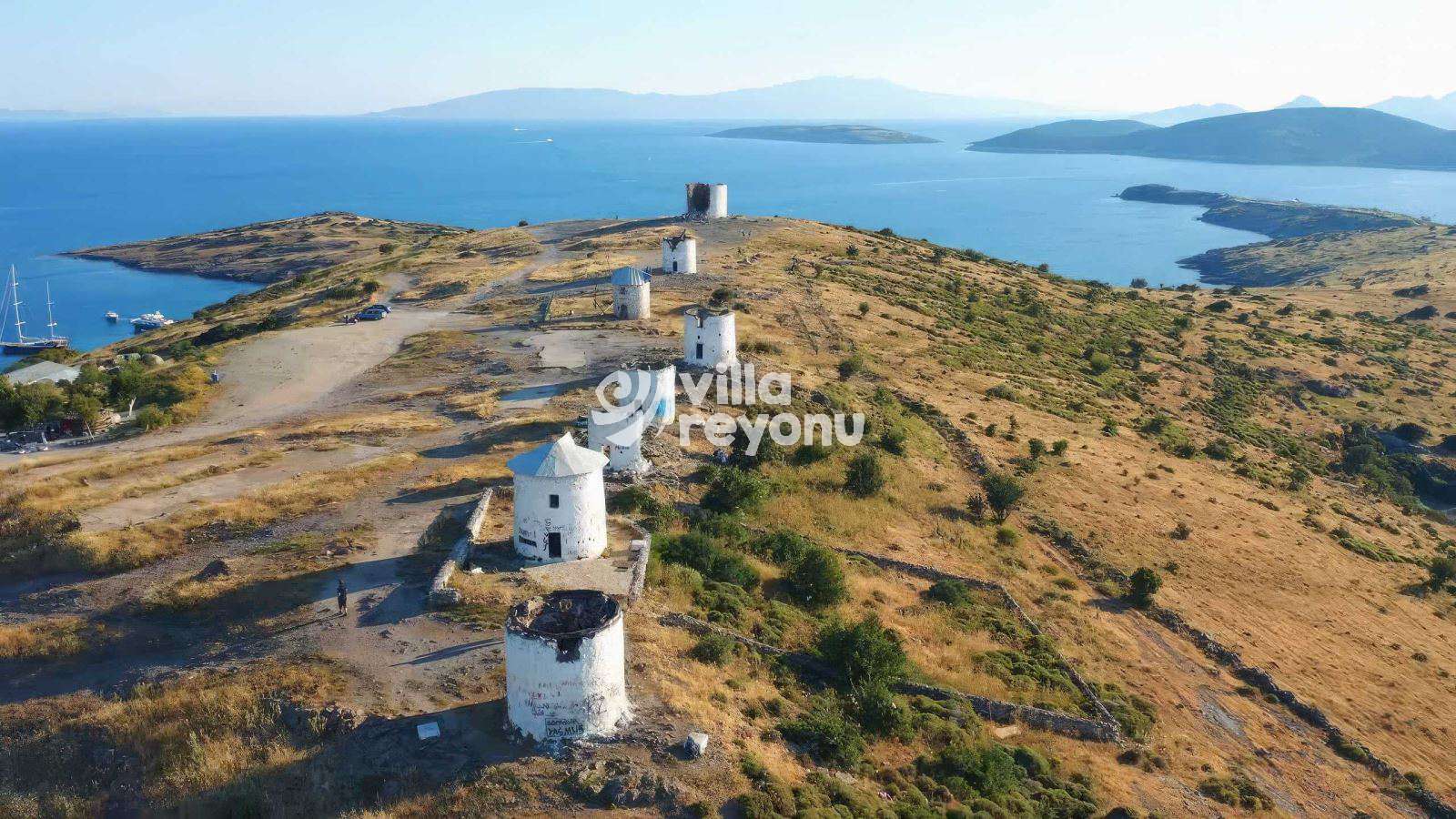 bodrum yel değirmenleri drone fotoğrafı